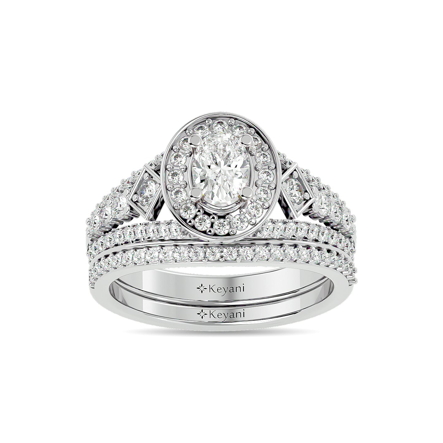 Diamond 1 1/4 Ct.Tw. Oval Shape Bridal Ring in 14K White Gold - 62847W