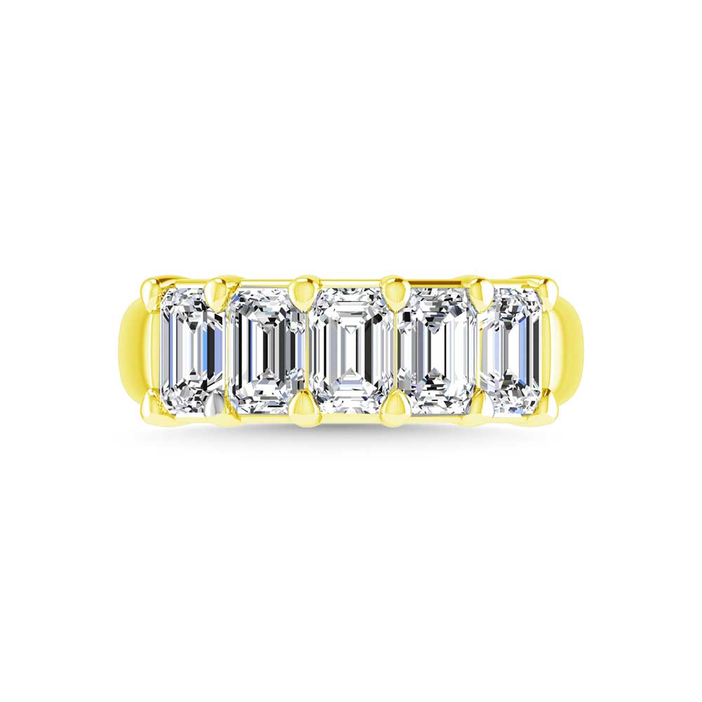 14K Yellow Gold 1 CT Tw. Emerald Shape Lab Grown Diamond Five Stone Anniversary Band - Lab Grown Diamond Ring - Alpier Jewelers