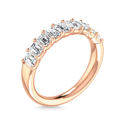 14K Rose Gold 1 Ct.Tw. Emerald Shape Lab Grown Diamond Half Way Eternity Band - Additional Clever Gem Image 3