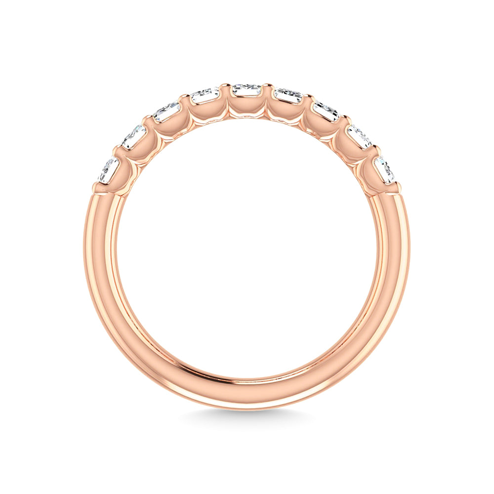 14K Rose Gold 1 1/3 Ct.Tw. Emerald Shape Lab Grown Diamond Half Way Eternity Band - Additional Clever Gem Image 5