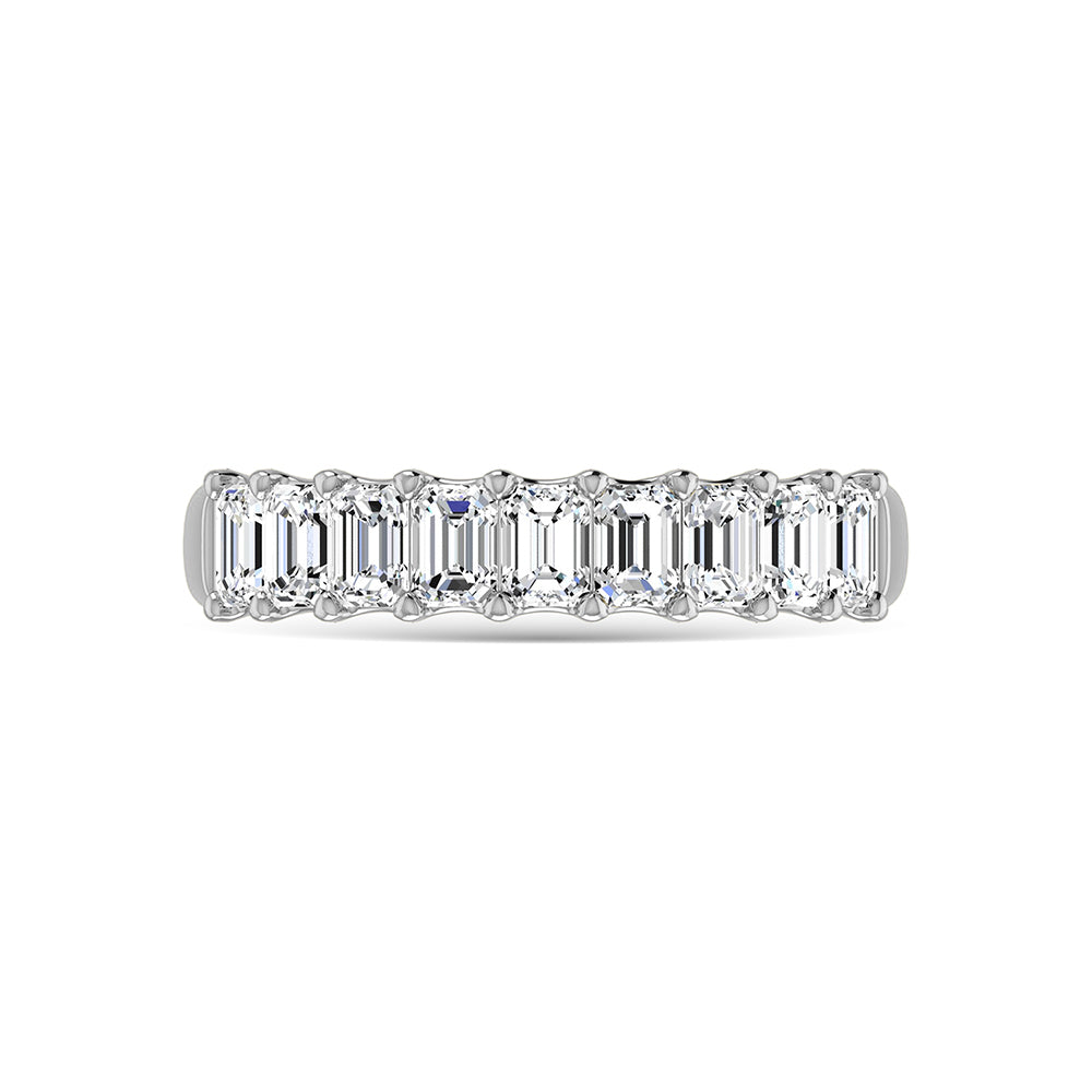 14K White Gold 1 Ct.Tw. Emerald Shape Lab Grown Diamond Half Way Eternity Band - Lab Grown Diamond Ring - Alpier Jewelers