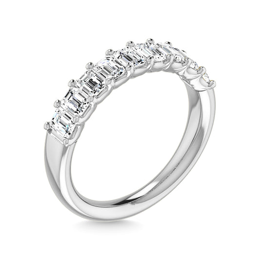14K White Gold 1 1/3 Ct.Tw. Emerald Shape Lab Grown Diamond Half Way Eternity Band - Additional Clever Gem Image 2