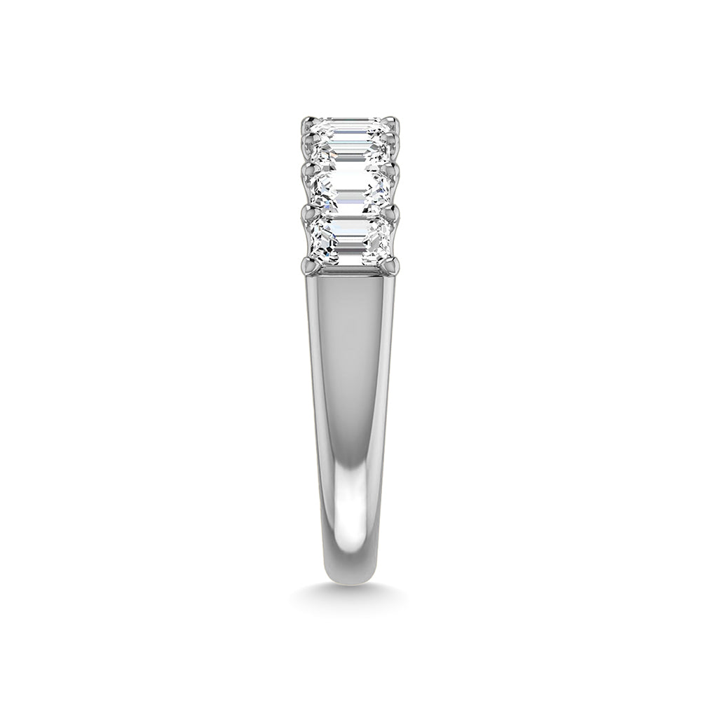14K White Gold 1 Ct.Tw. Emerald Shape Lab Grown Diamond Half Way Eternity Band - Additional Clever Gem Image 3