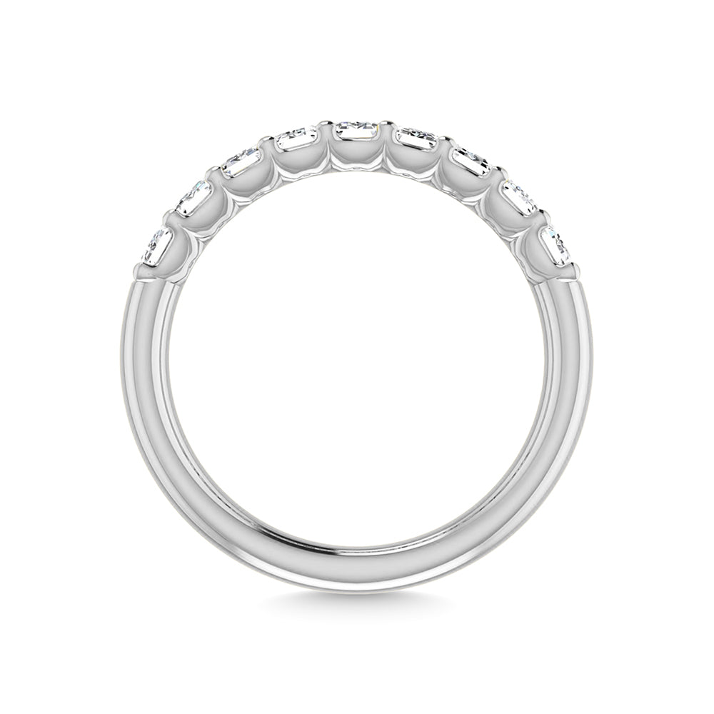 14K White Gold 1 1/3 Ct.Tw. Emerald Shape Lab Grown Diamond Half Way Eternity Band - Additional Clever Gem Image 4