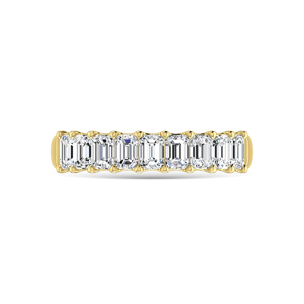 14K Yellow Gold 1 1/3 Ct.Tw. Emerald Shape Lab Grown Diamond Half Way Eternity Band - Lab Grown Diamond Ring - Alpier Jewelers