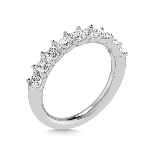 14K White Gold 1 Ct.Tw. Princess Shape Lab Grown Diamond Half Way Eternity Band - Additional Clever Gem Image 3