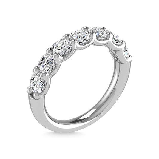 18K White Gold 7/8 Ct.Tw. Round Shape Lab Grown Diamond Half Way Eternity Band - Lab Grown Diamond Ring - Alpier Jewelers