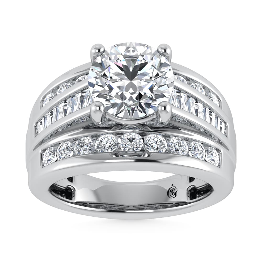 10K White Gold Lab Grown Diamond 1 3/4 Ct.Tw. Round Shape Engagement Ring (IGI Certified 1CT) - LG1180W-RD-10