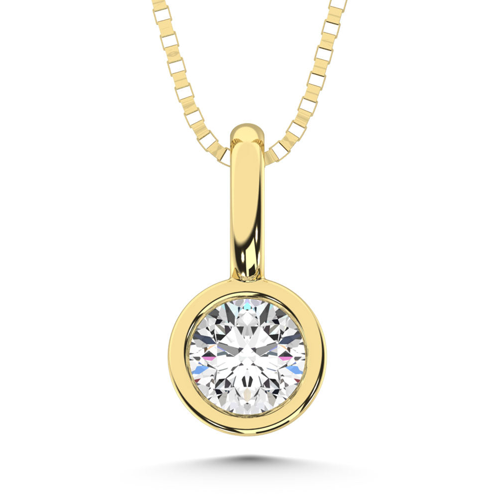 10K Yellow Gold Lab Grown Diamond 1/3 Ct.Tw. Round Shape Bezel Set Fashion Pendant - LG1475Y
