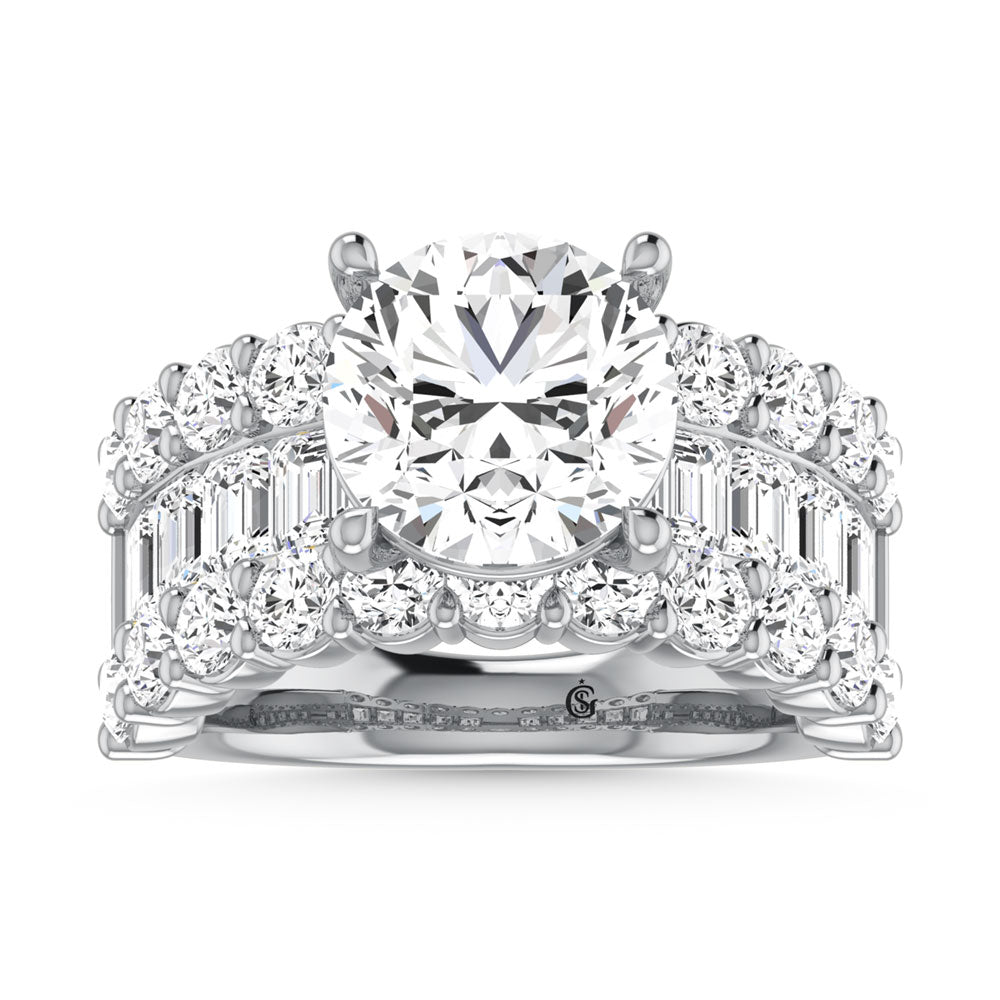14K White Gold Lab Grown Diamond 8 1/5 Ct.Tw. Round and Emerald Band - LG1222W
