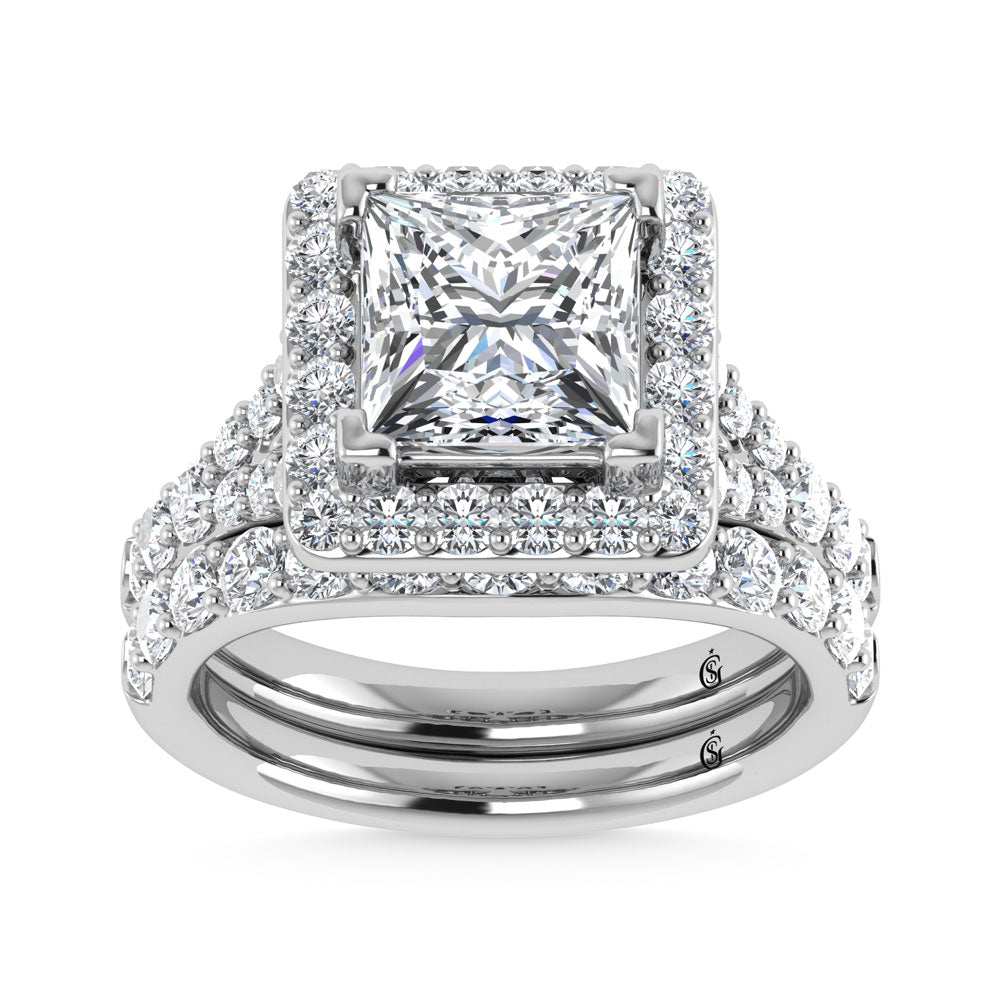 14K White Gold 4 7/8 Ct.Tw. Labgrown Diamond Bridal Ring (Center Princess) - LG1882W-PR-30