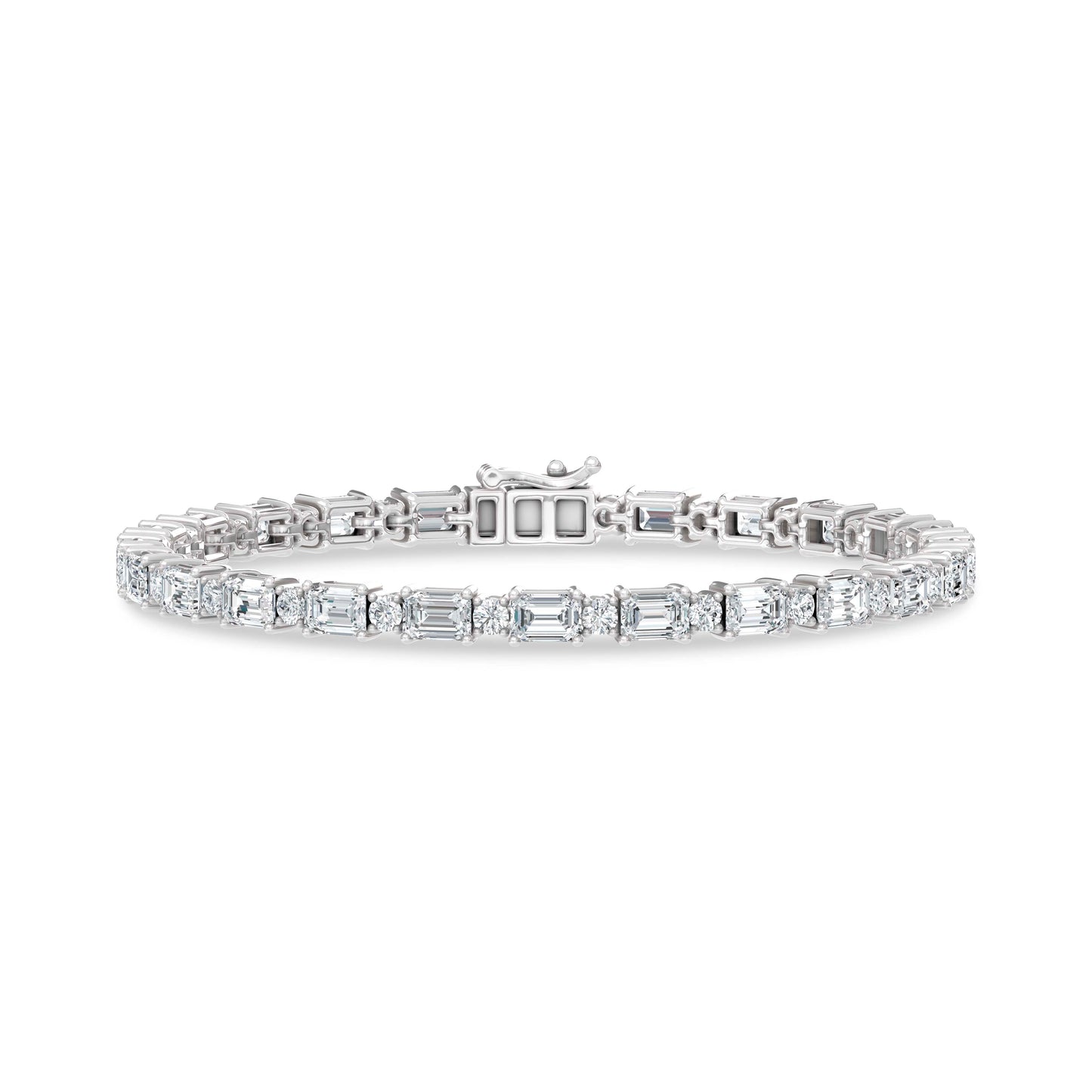 14K White Gold Lab Grown Diamond 12 Ct.Tw. Round And Emerald Fashion Bracelet