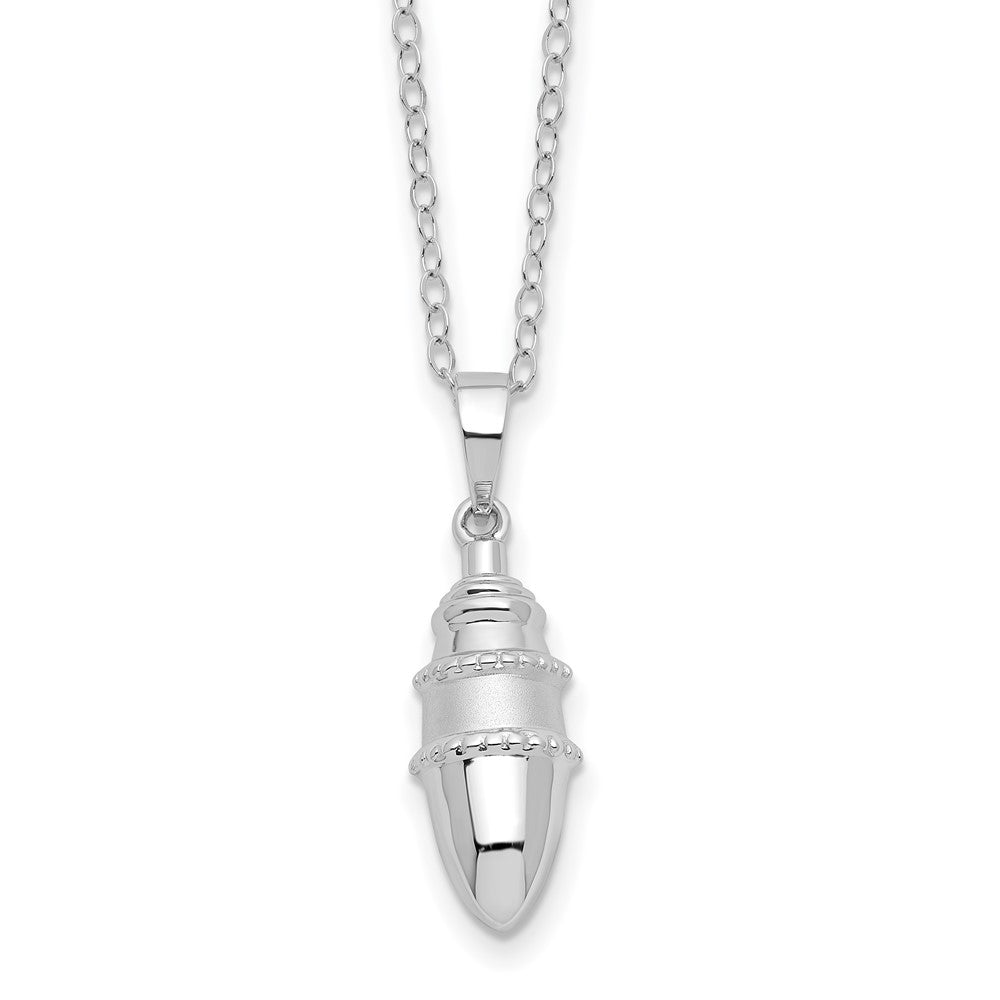 Sterling Silver Rhodium-plated Beaded Bulb Shaped Ash Holder 18in Necklace - Sterling Silver Necklace