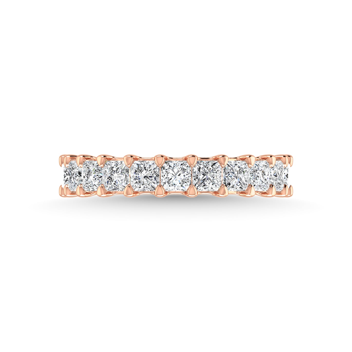 14K Rose Gold 1 7/8 CT Tw. Princess Shape Lab Grown Diamond Three Forth Eternity Band - Lab Grown Diamond Ring - Alpier Jewelers