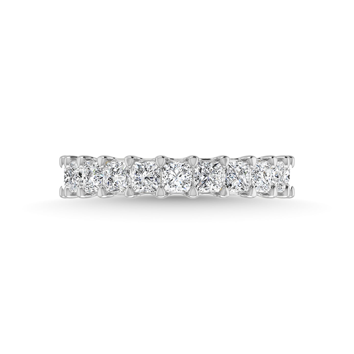 14K White Gold 1 7/8 CT Tw. Princess Shape Lab Grown Diamond Three Forth Eternity Band - Lab Grown Diamond Ring - Alpier Jewelers