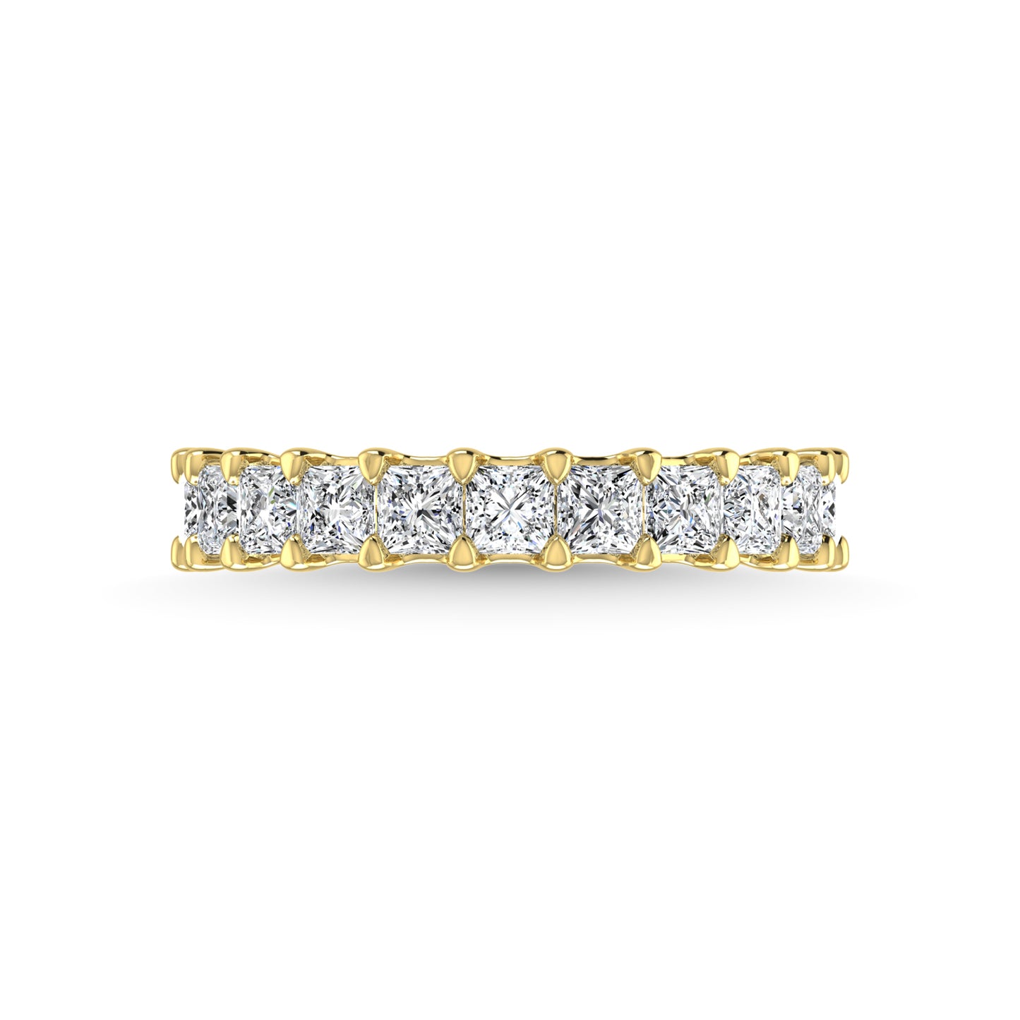 14K Yellow Gold 1 7/8 CT Tw. Princess Shape Lab Grown Diamond Three Forth Eternity Band - Lab Grown Diamond Ring - Alpier Jewelers