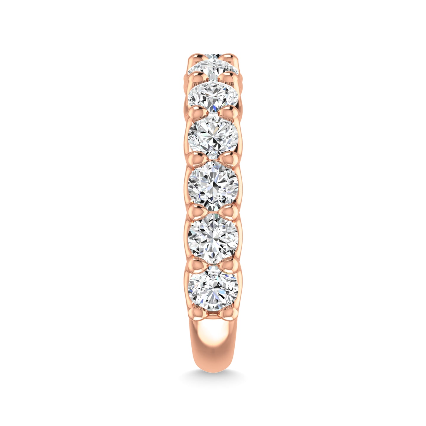 18K Rose Gold 7/8 CT Tw. Round Shape Lab Grown Diamond Three Forth Eternity Band - Additional Clever Gem Image 4
