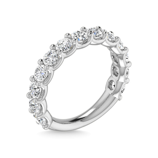 14K White Gold 7/8 CT Tw. Round Shape Lab Grown Diamond Three Forth Eternity Band - Additional Clever Gem Image 2