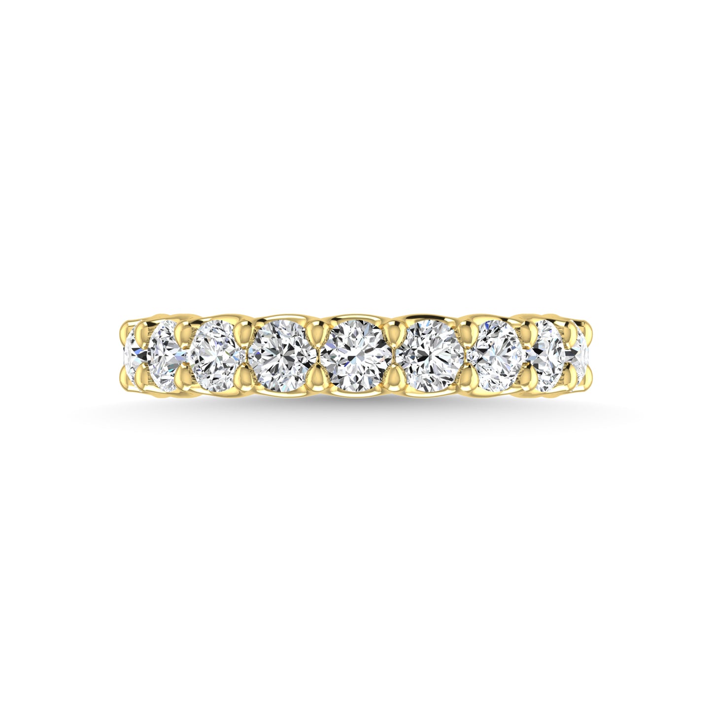14K Yellow Gold 7/8 CT Tw. Round Shape Lab Grown Diamond Wedding Band - Lab Grown Diamond Ring - Alpier Jewelers