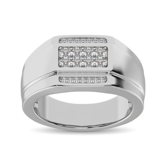 10K White Gold 3/8 Ct.Tw. Diamond Gents Ring - Men's Ring