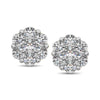 14K White Gold 1/2 Ct.Tw. Diamond Flower Studs Earrings