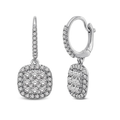 14K White Gold  1 1/6 Ct.tw Diamond Drop Earrings