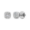 14K White Gold 1/5 Ct.tw Diamond Square Flower Earrings