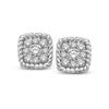 14K White Gold 1/5 Ct.tw Diamond Square Flower Stud Earrings
