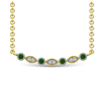 Diamond 1/10 Ct.Tw. And Tsavorite Fashion Necklace in 10K Yellow Gold - 61012Y-TSAV