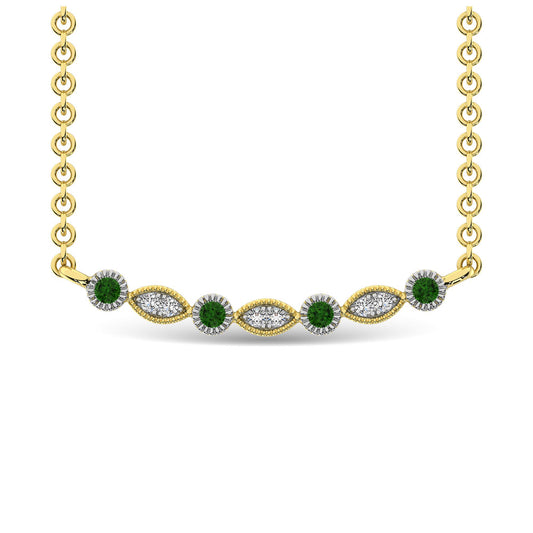Diamond 1/10 Ct.Tw. And Tsavorite Fashion Necklace in 10K Yellow Gold - 61012Y-TSAV