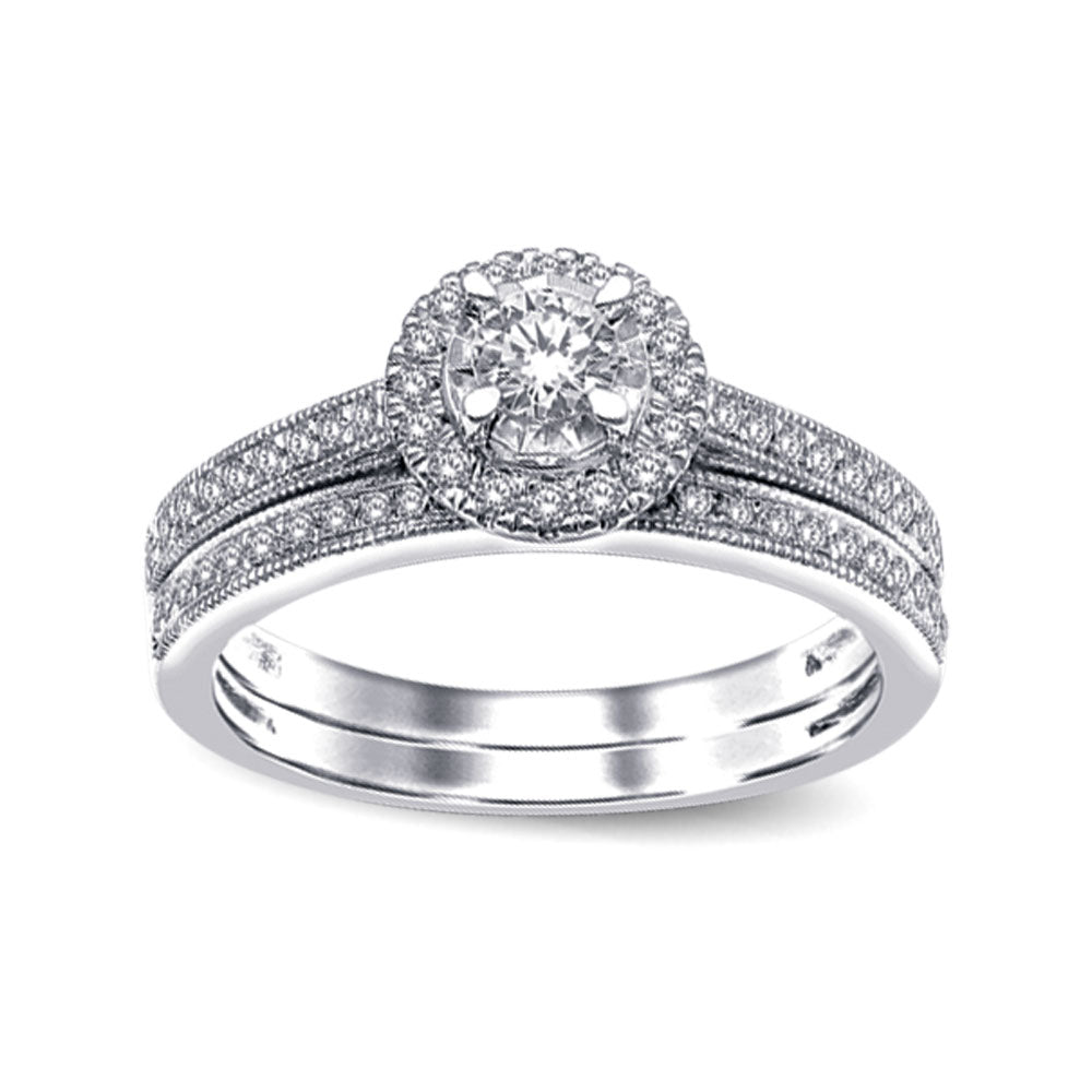 10K White Gold 1/2 Ct.tw Diamond Bridal Ring - 61081W