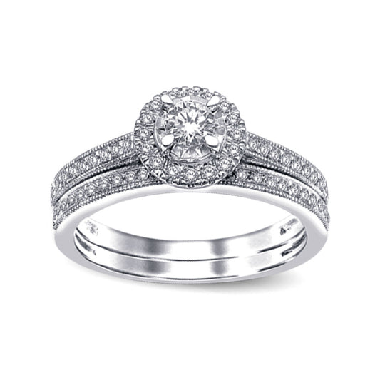 10K White Gold 1/2 Ct.tw Diamond Bridal Ring - 61081W
