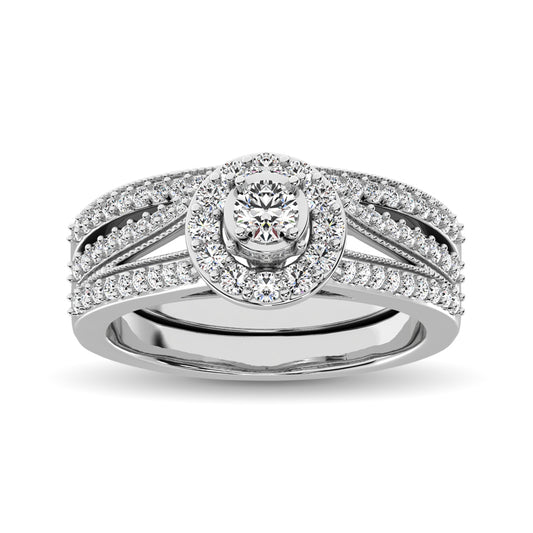 10K White Gold 3/4 Ct.tw Diamond Bridal Ring - 61083W