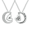 Sterling Silver 1/8 Ct.tw Diamond Heart  & Moon Pendant