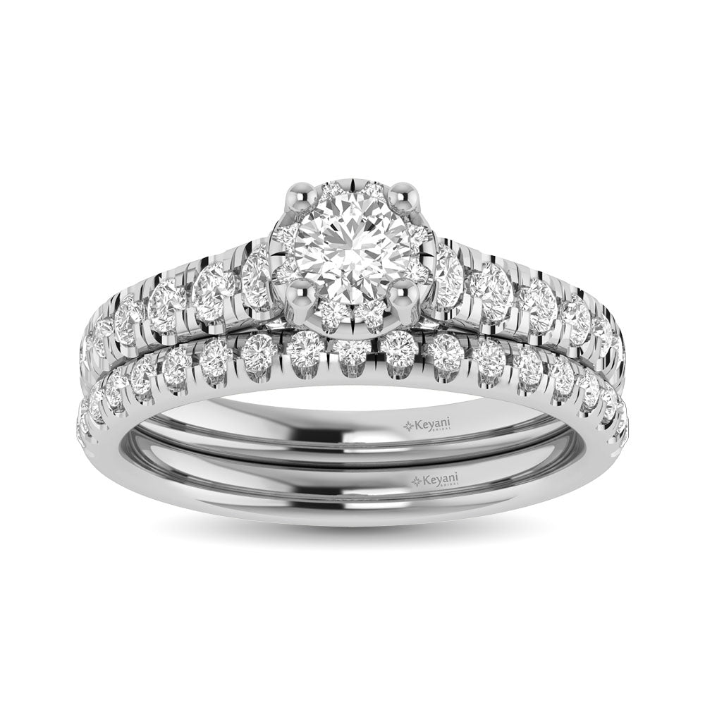14K White Gold 1 1/4Ct.Tw. Diamond Round Cut keyani Bridal Ring - 61674W