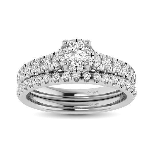 14K White Gold 1 1/4Ct.Tw. Diamond Round Cut keyani Bridal Ring - 61674W