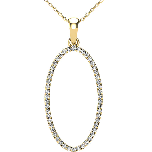 Diamond 1/5 Ct.Tw Oval Shape Pendant in 10K Yellow Gold - 61963Y