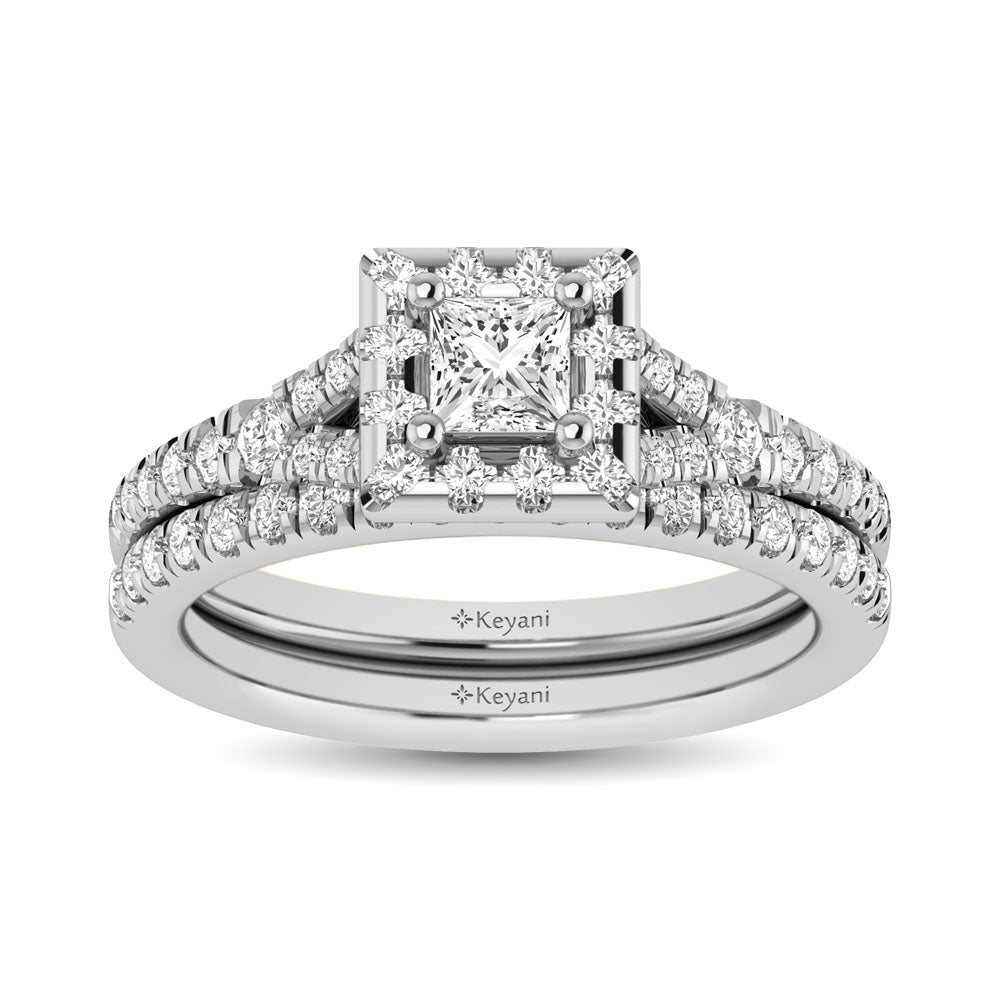 14KT White Gold 1Ct.Tw. Diamond keyani Bridal Ring - 62505W