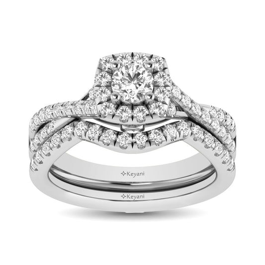 14KT White Gold 1Ct.Tw. Diamond keyani Bridal Ring - 62509W