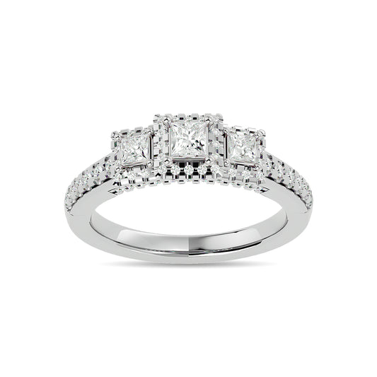 Diamond 1 Ct.Tw. Round and Princess Bridal Ring in 14K White Gold - 62522W