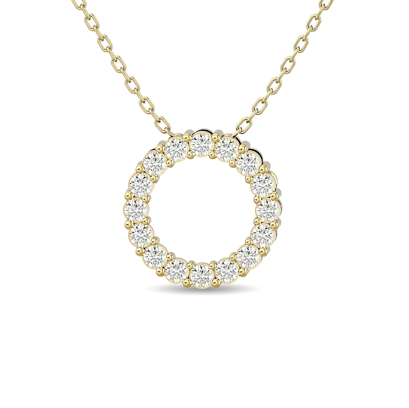 Diamond 1/4 Ct.Tw. Circle Pendant in 14K Yellow Gold - 62546Y