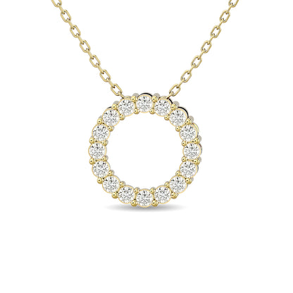 Diamond 1/4 Ct.Tw. Circle Pendant in 14K Yellow Gold - 62546Y