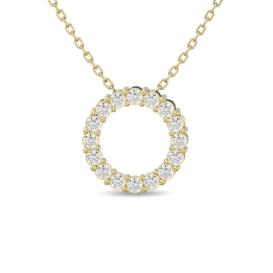 Diamond 1/4 Ct.Tw. Circle Pendant in 14K Yellow Gold - 62546Y
