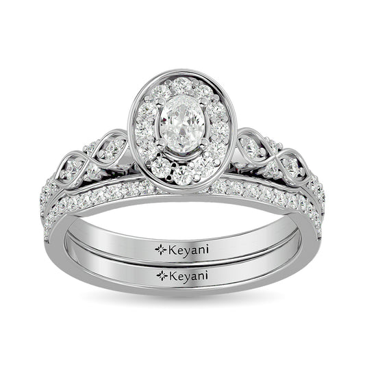 Diamond 5/8 Ct.Tw. Oval Cut Bridal Ring in 14K White Gold - 62844W