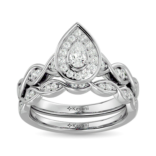Diamond 1/2 Ct.Tw. Pear Cut Bridal Ring in 14K White Gold - 62848W