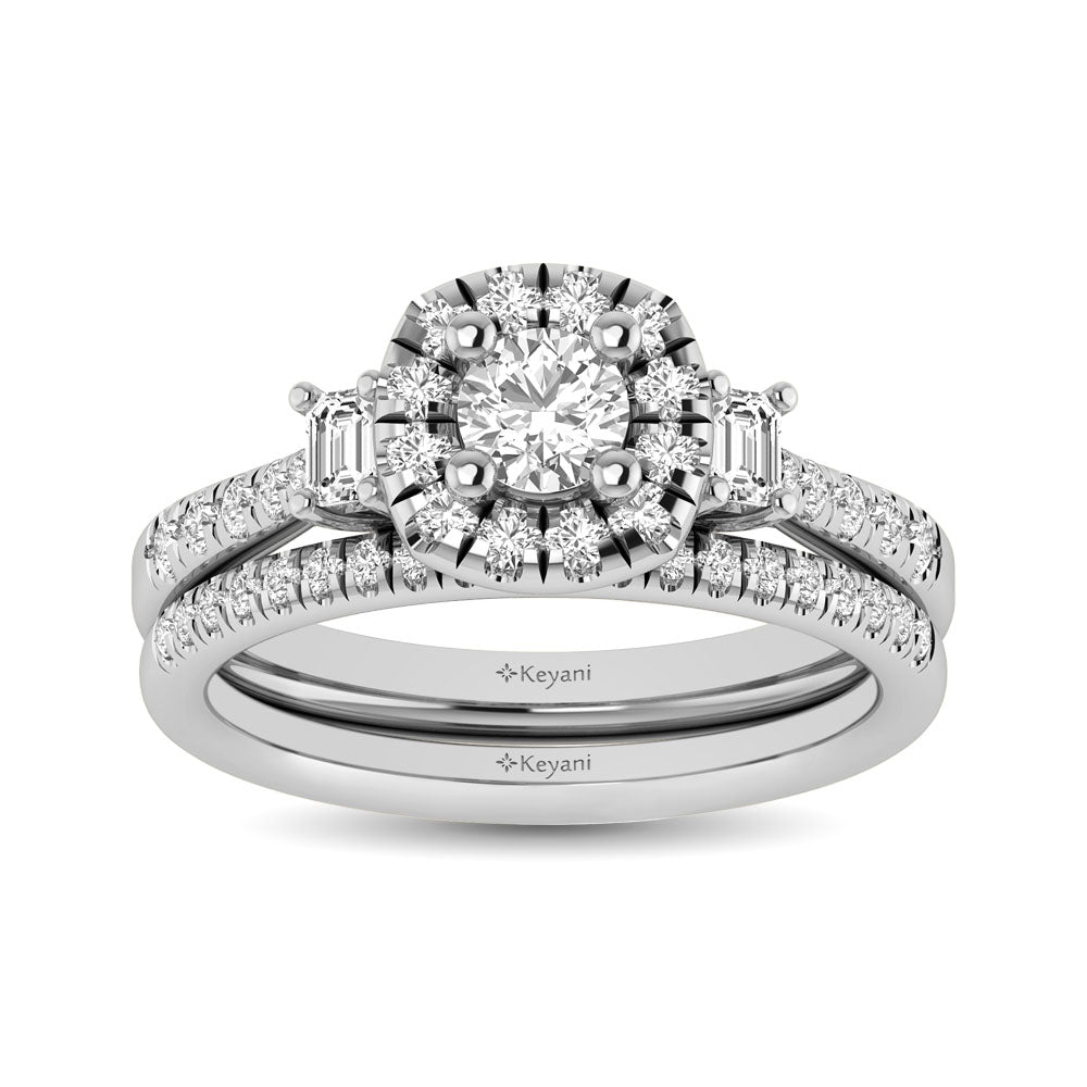 14KT White Gold 1Ct.Tw. Diamond keyani Bridal Ring - 62966W