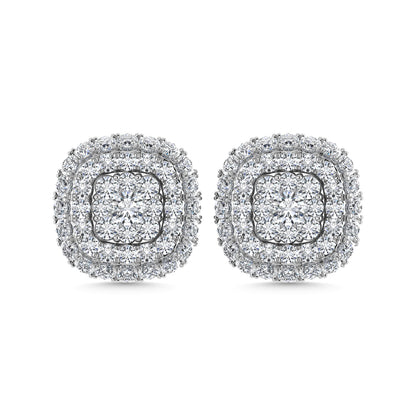 Diamond 5/8 Ct.Tw. Cluster Fashion Earrings in 14K White Gold