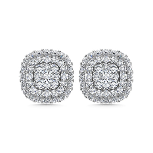 Diamond 5/8 Ct.Tw. Cluster Fashion Earrings in 14K White Gold