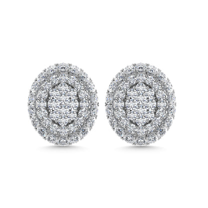 Diamond 5/8 Ct.Tw. Cluster Fashion Earrings in 14K White Gold Gold