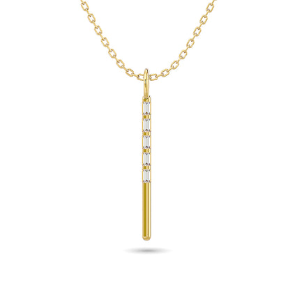 Diamond 1/10 Ct.Tw. Straight Baguette Bar Pendant in 10K Yellow Gold - 63134Y